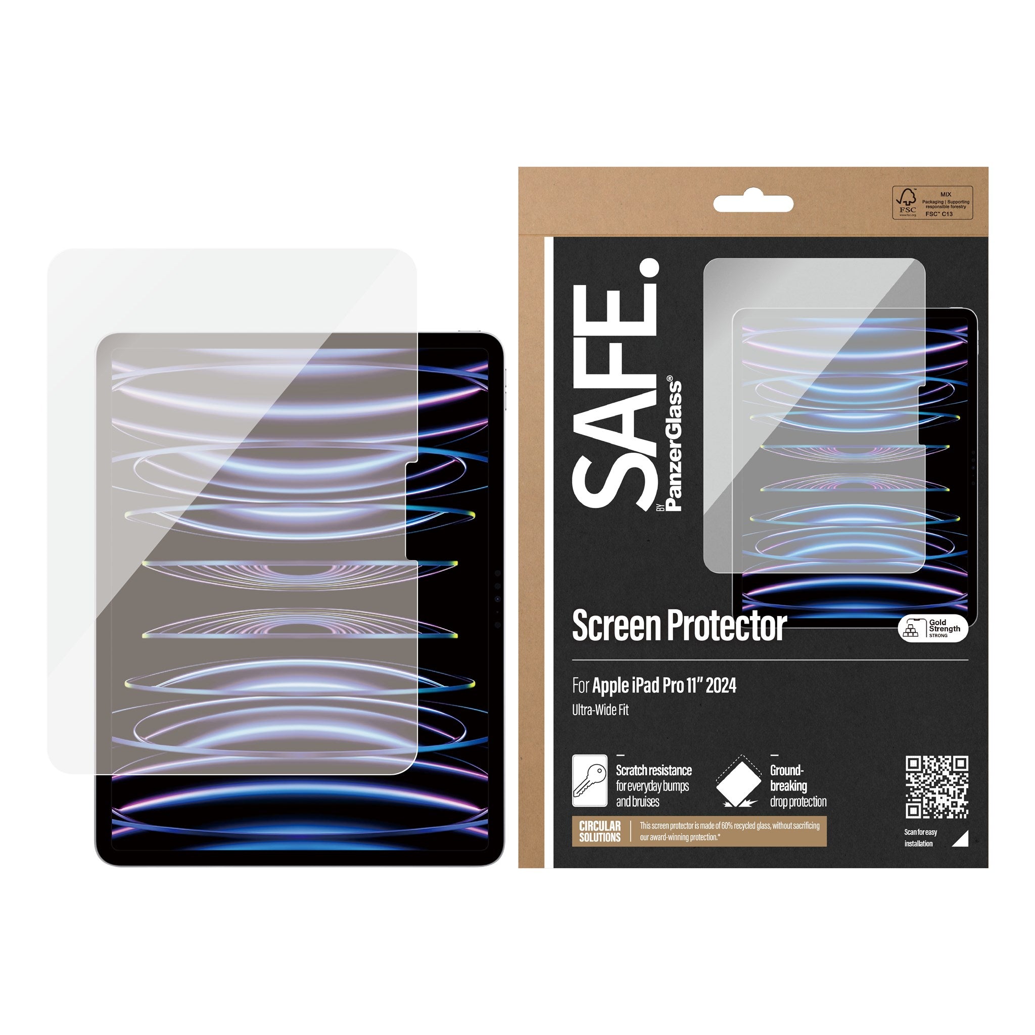 SAFE. by PanzerGlass® Skærmbeskyttelse iPad Pro 11'' (2024-2025) | Ultra-Wide Fit
